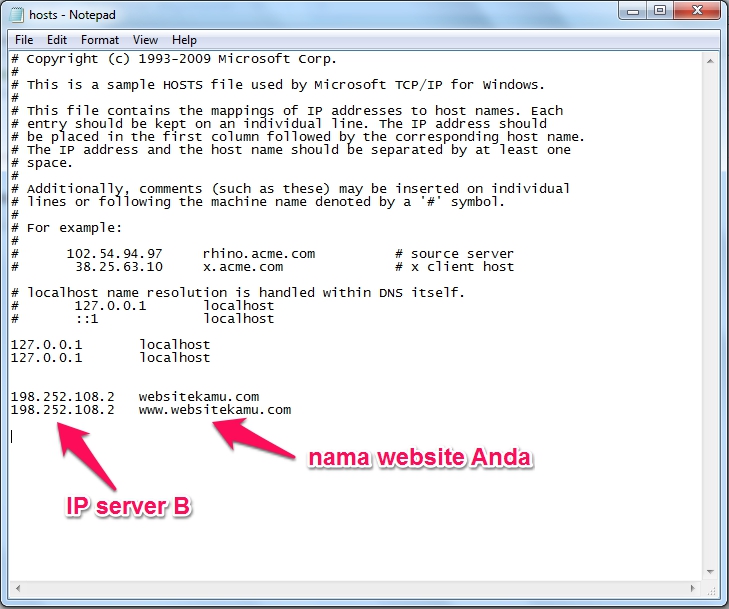 Memaksa Domain Mengarah ke IP Tertentu